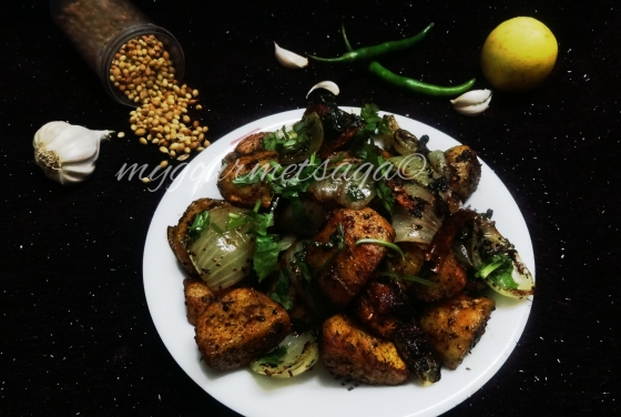 Tangy & Garlicky Colocasia coated with spices 